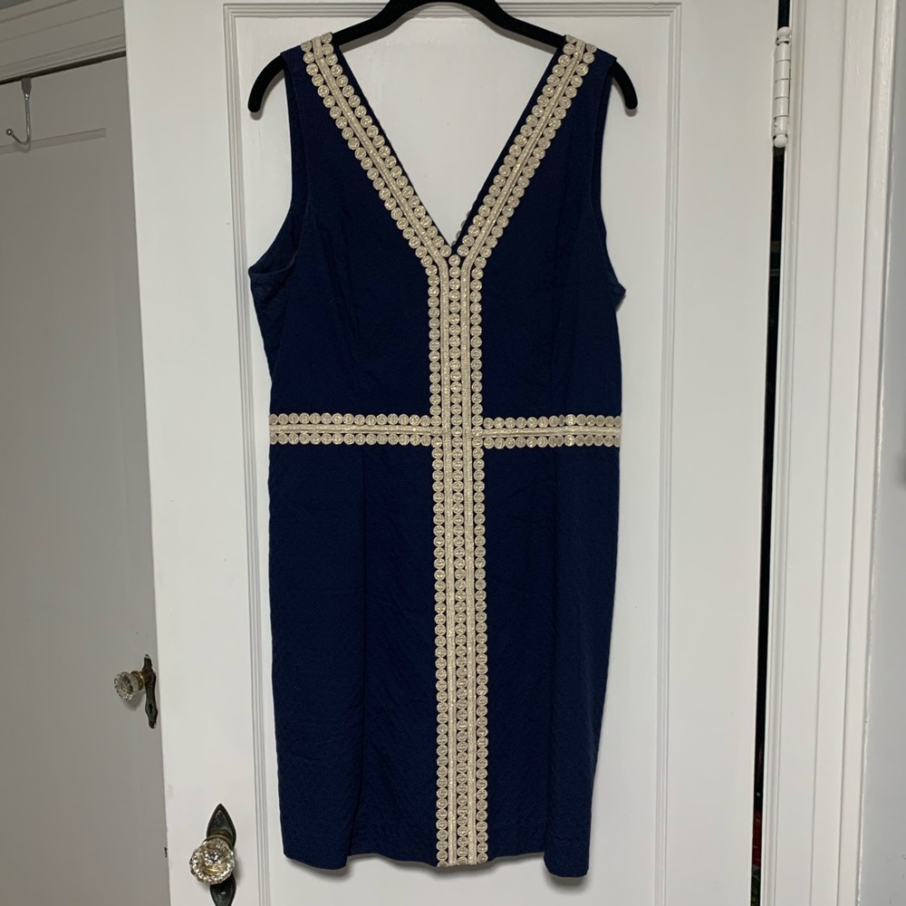 EUC Navy and Gold Shift Dress Lilly Pulitzer